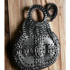 Patricia Nash - Pisticci Black Leather Shoulder Bag